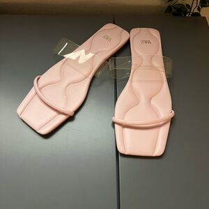 Zara Square Toe Flat Sandals